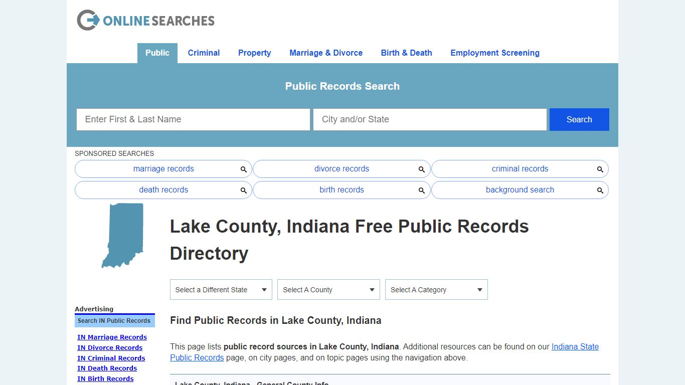 Lake County, Indiana Public Records Directory - OnlineSearches.com