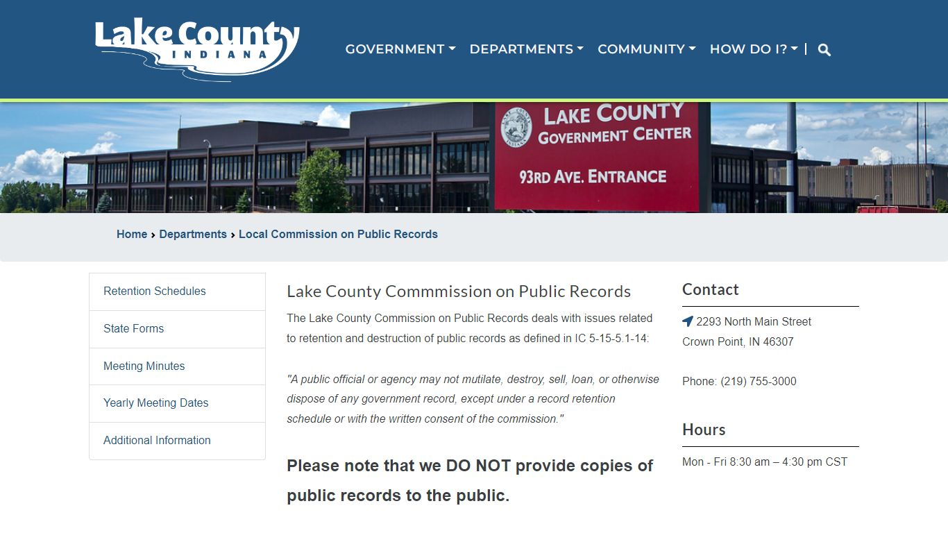 Lake County Commmission on Public Records